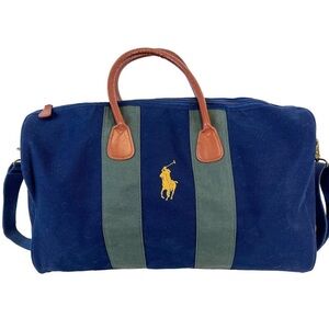 Polo By Ralph Lauren Canvas Lightweight Duffle Bag Overnight Navy Blue